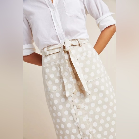 COREY LYNN CALTER x ANTHROPOLOGIE Carly Polka Dot Midi Skirt Size Small - Picture 4 of 8